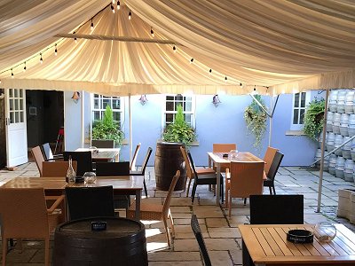 Covered terrace at The Saracens Head, Highworth